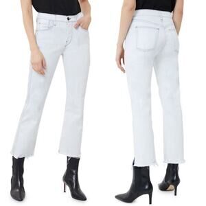 3x1 Austin High-Rise Straight Crop Jeans Frayed Hem Off White size 29